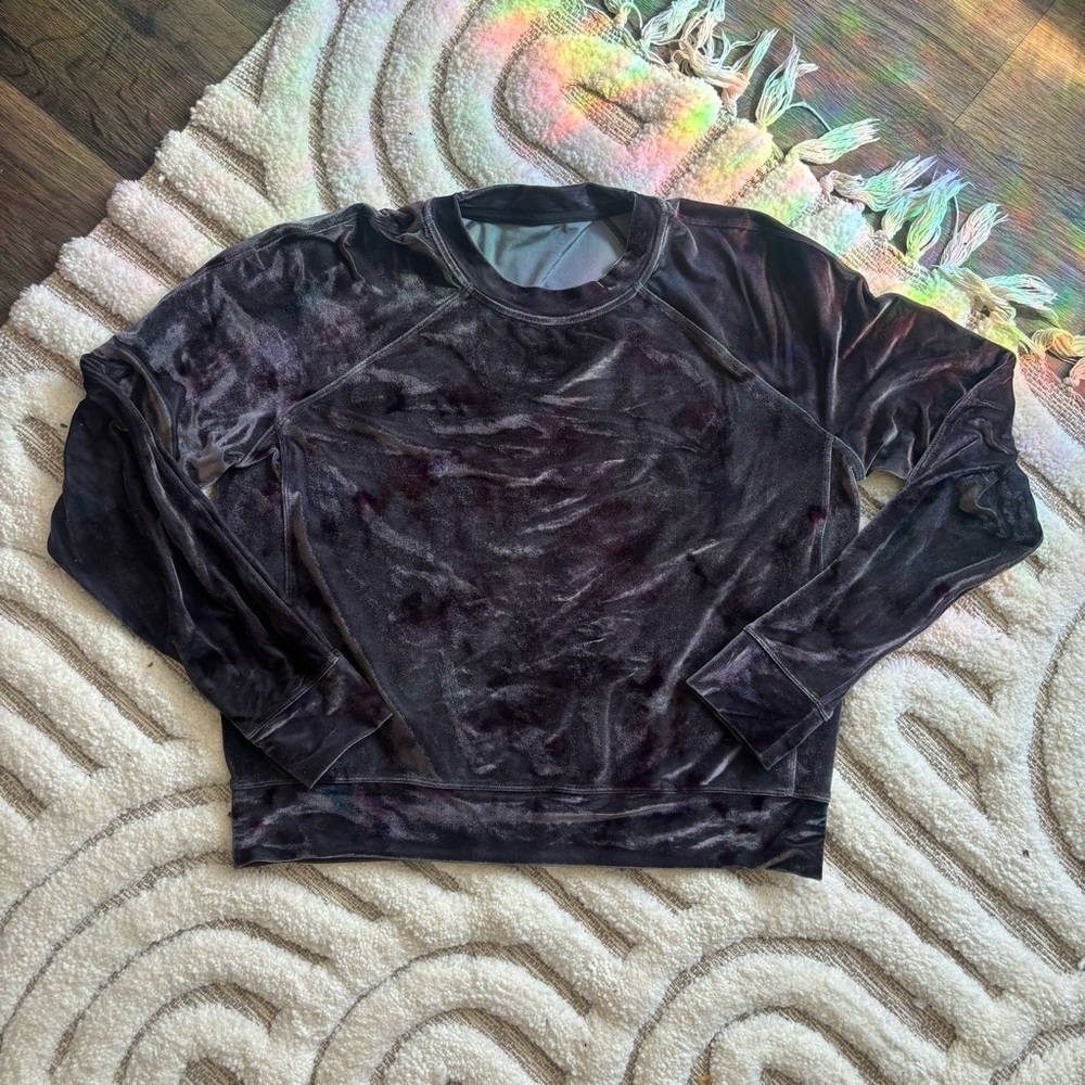 Lululemon Velour Warm Down Crew Womens Size 6 Interstellar Dark Gray Sweatshirt